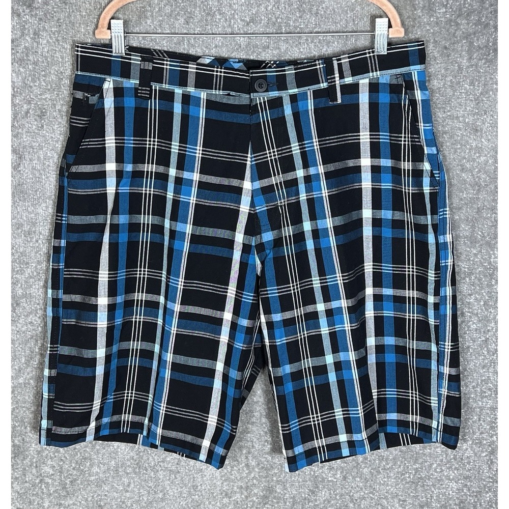 Subculture Y2K Grunge Skater Shorts Mens Size 38 Blue Black Plaid Pockets